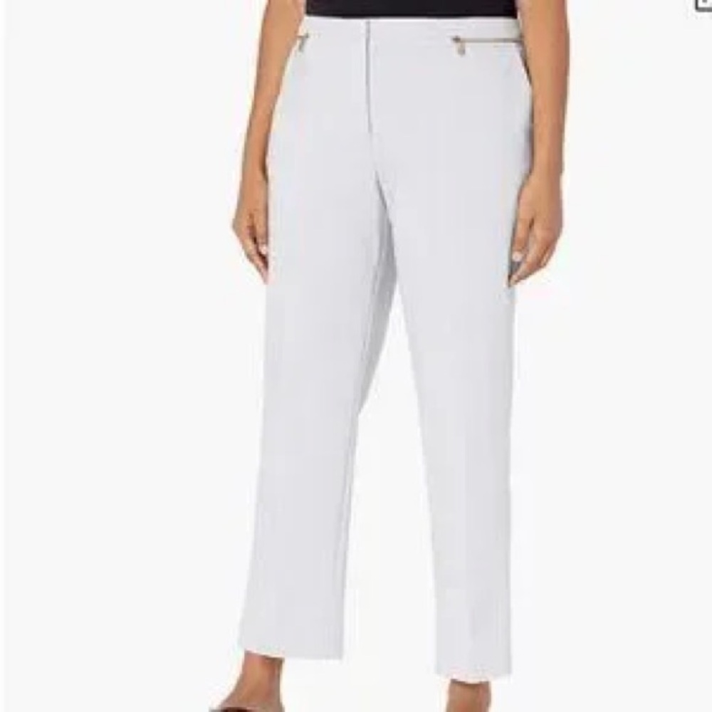 CALVIN KLEIN Stretchy Women's White Ponte Ankle Pants
